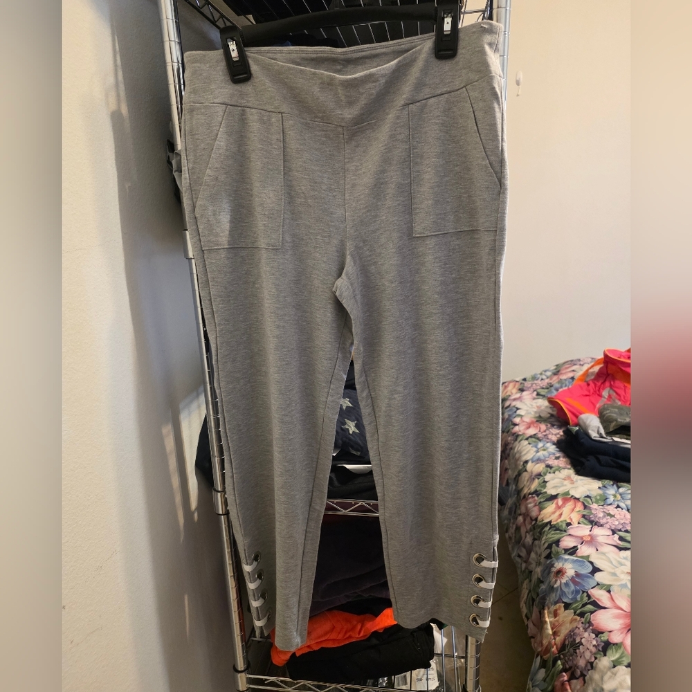 Ivanka Trump Women's Gray Pants with Button Detail